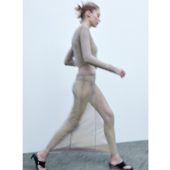 Zara SHIMMER MESH SKIRT - Picture 8 of 13